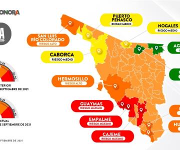 Sonora sigue pintado de naranja: así queda el Mapa Sonora Anticipa
