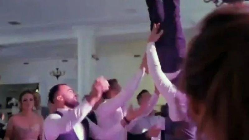 VIDEO - Novio casi se queda paralítico tras caer al suelo en su boda