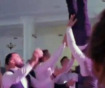 VIDEO - Novio casi se queda paralítico tras caer al suelo en su boda