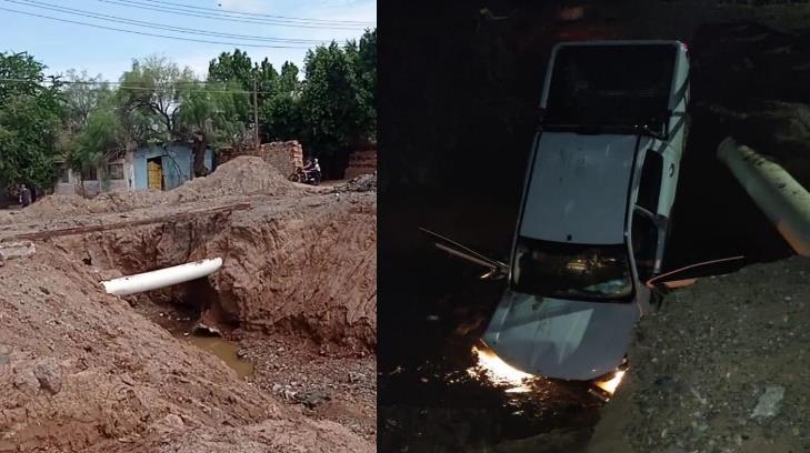 Cae otro automóvil en socavón de tres metros en Ciudad Obregón