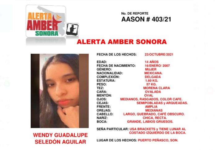 Buscan a Wendy Guadalupe en Puerto Peñasco; temen esté en peligro