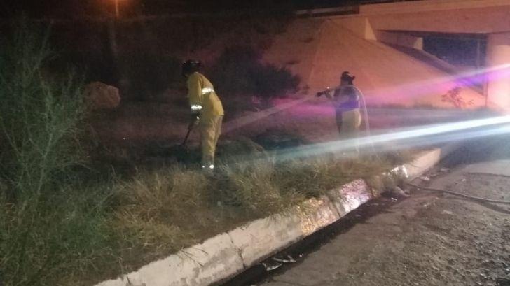 Bomberos sofocan incendio forestal a un costado del puente de Miramar