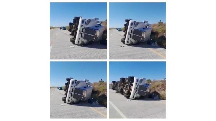 Trailero se queda dormido en carretera y vuelca su unidad