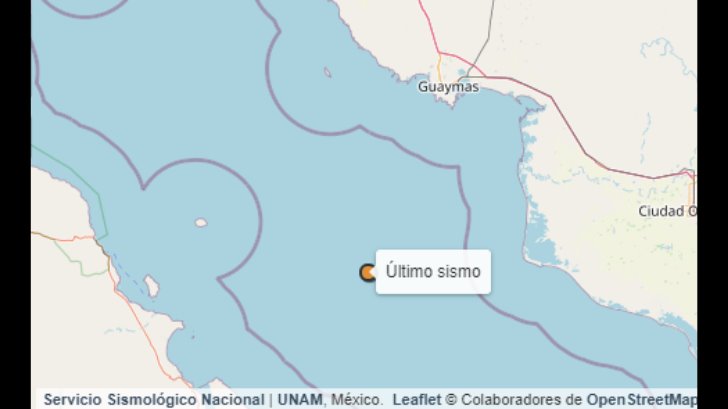 Registran sismo de 4.6 grados en Guaymas