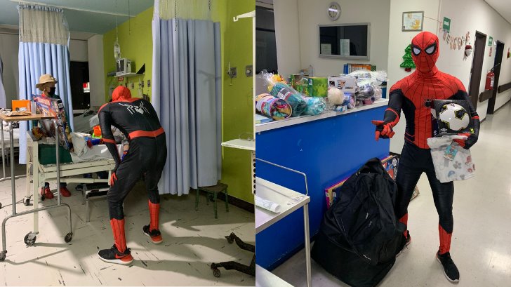 Spider-Man visita a los niños del Hospital General Regional 1 en Obregón