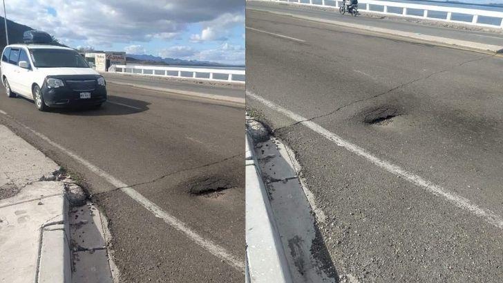 Socavón en Puente Douglas: el pavimiento nuevo no duró ni 6 meses