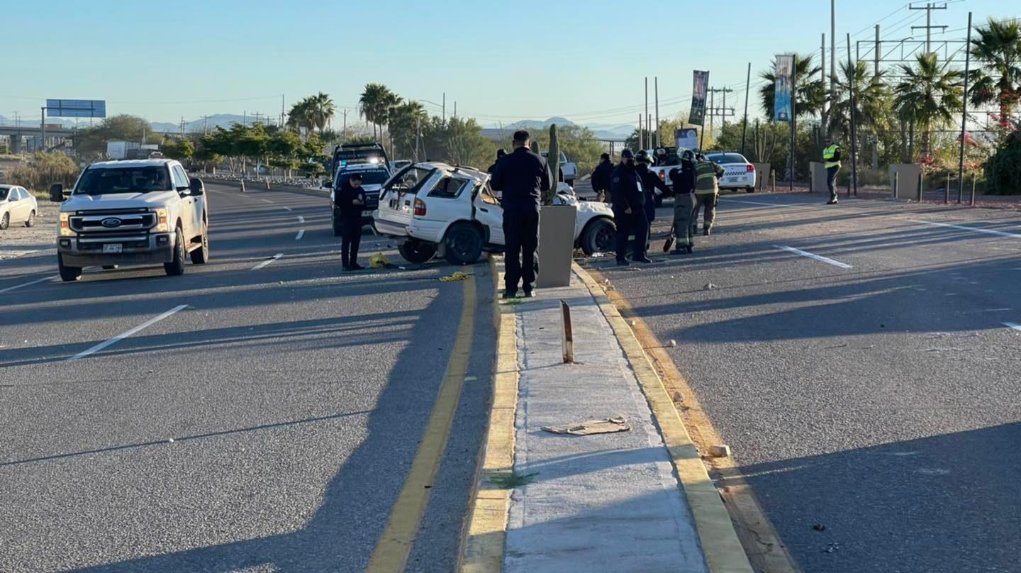Volcamiento en carretera Hermosillo-San Pedro deja un lesionado