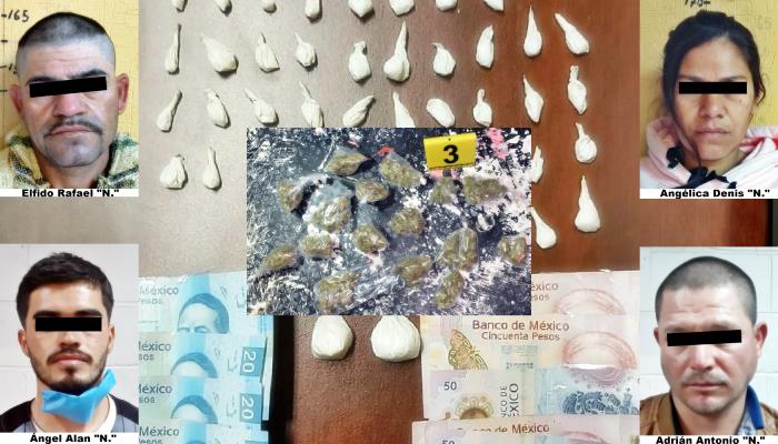Detienen cuatro personas y aseguran 164 dosis de narcóticos en tres sectores de Hermosillo