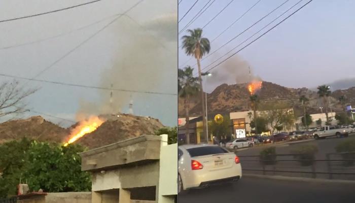 Hermosillo: Reportan incendio en el Cerro de la Cementera