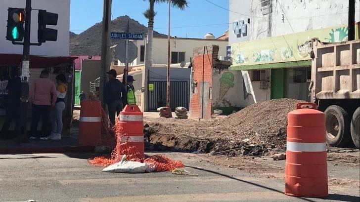 Obra en Guaymas se complica y tienen que cerrar vialidades