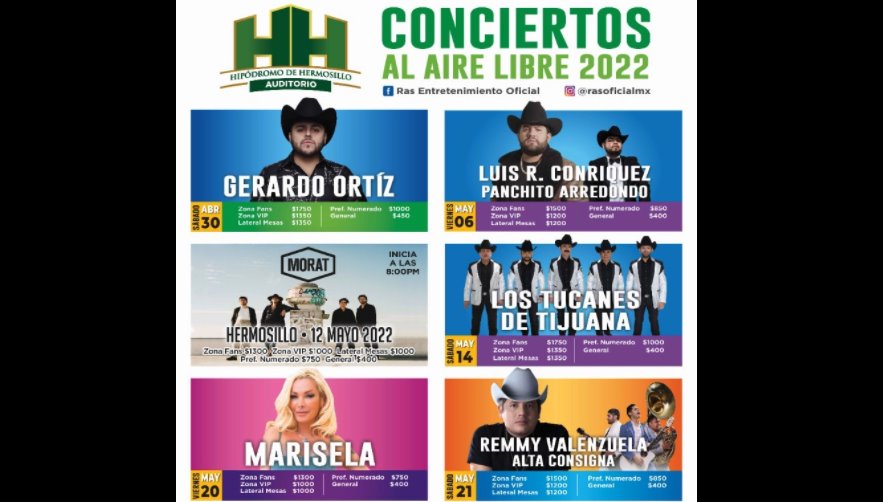 La espera terminó…  ¡Estos son los conciertos que habrá en el Hipódromo de Hermosillo!