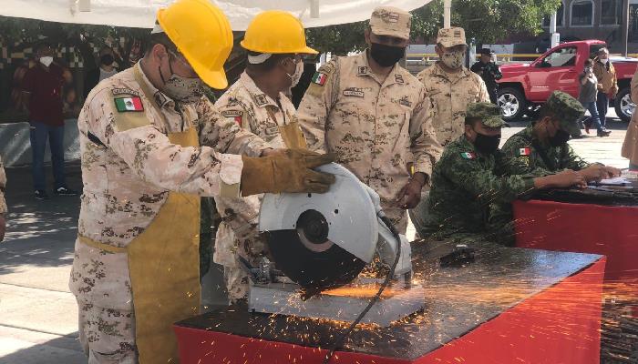 Sedena destruye armas aseguradas en el norte de Sonora