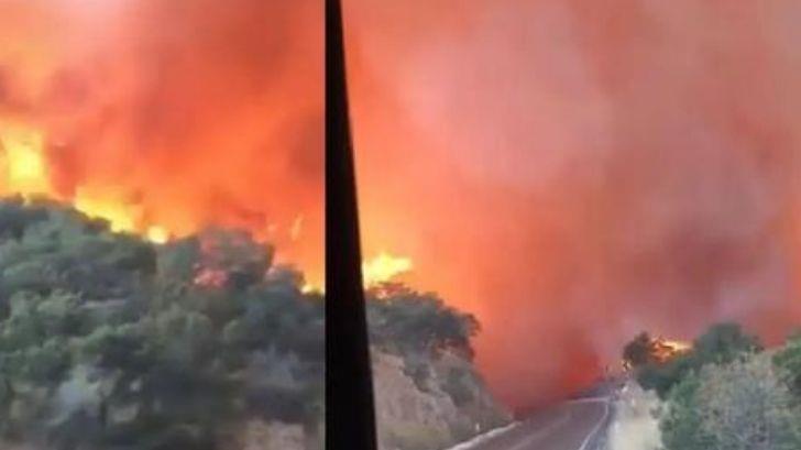 ¡Impresionante incendio en tramo Agua Prieta-Janos!