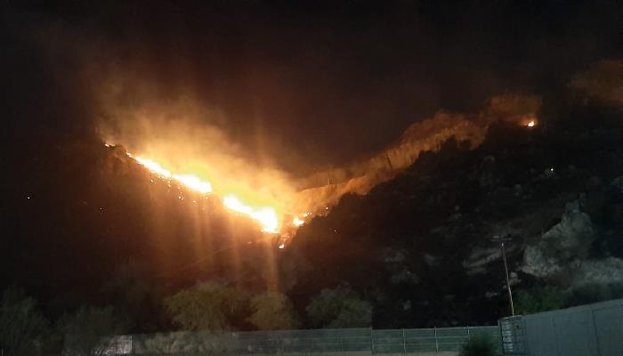 Inaccesible incendio en cerro de la Cementera arrasa maleza a su paso