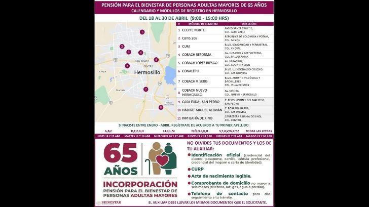 Pensión Bienestar para adultos mayores; consulta turnos y horarios en Hermosillo