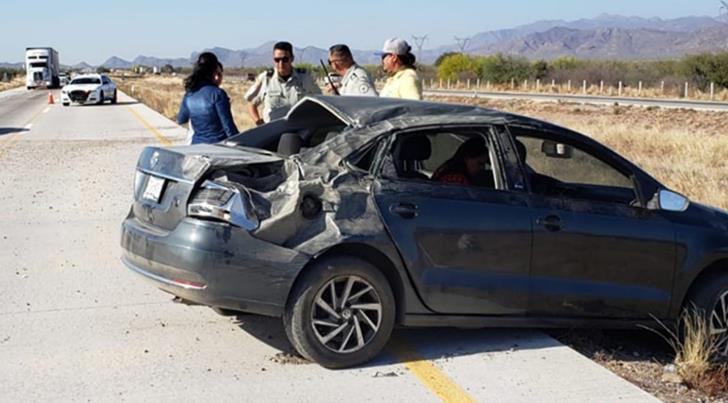 Volcamiento en el tramo Guaymas-Hermosillo deja a cuatro lesionados