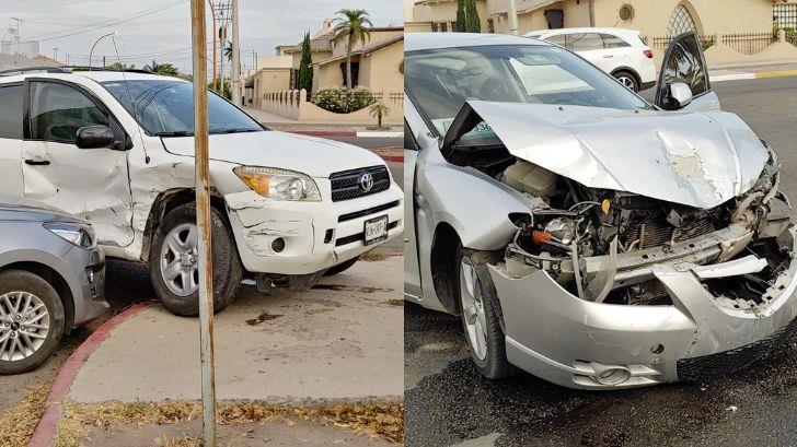 Triple choque en Navojoa deja como saldo a dos personas lesionadas